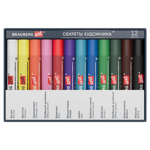 Пастель масляная художественная BRAUBERG ART ″Секреты художника″, 12 цветов Пастель масляная художественная BRAUBERG ART ″Секреты художника″, 12 цветов