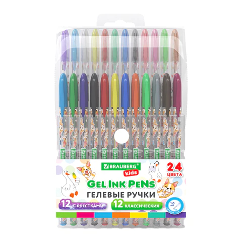 Ручки гелевые BRAUBERG KIDS ″CUTE ANIMALS″, 24 цвета Ручки гелевые BRAUBERG KIDS ″CUTE ANIMALS″, 24 цвета