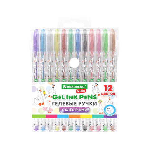 Ручки гелевые с блёстками BRAUBERG KIDS ″CUTE ANIMALS″, 12 цветов Ручки гелевые с блёстками BRAUBERG KIDS ″CUTE ANIMALS″, 12 цветов