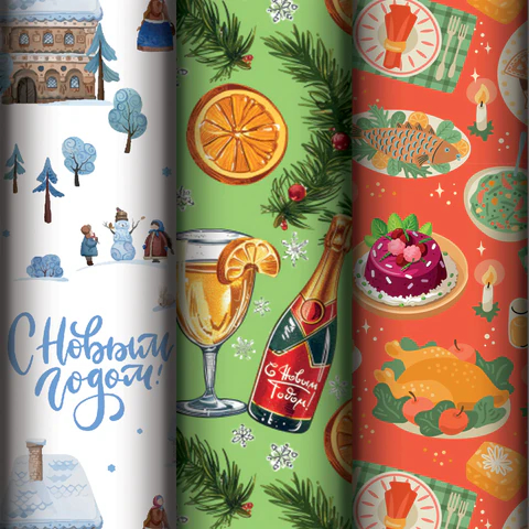 Бумага упаковочная ″Russian collection″, ЗОЛОТАЯ СКАЗКА Бумага упаковочная ″Russian collection″, ЗОЛОТАЯ СКАЗКА