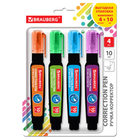 Ручка-корректор BRAUBERG ″ULTRA COLOR″, 4 штуки Ручка-корректор BRAUBERG ″ULTRA COLOR″, 4 штуки